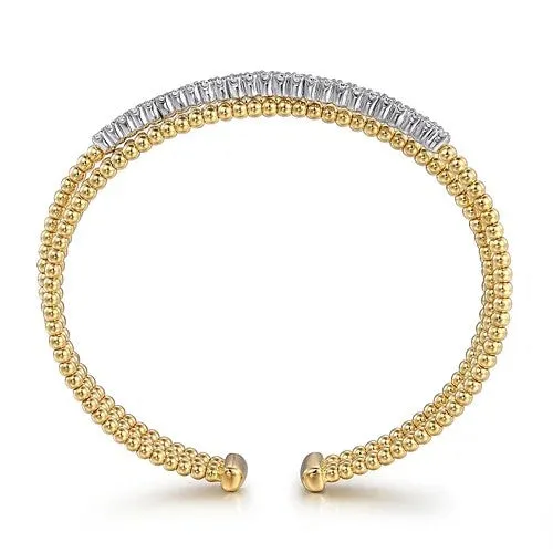 GABRIEL CO 14K WhiteYellow Gold Bujukan Diamond Criss Cross Bangle Bracelets GABRIEL CO 14K WhiteYellow Gold Bujukan Diamond Criss Cross Bangle Bracelets
