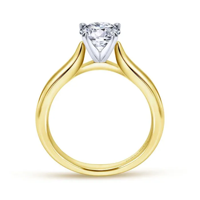 GABRIEL CO 14K WhiteYellow Gold Round Diamond Engagement Ring Rings