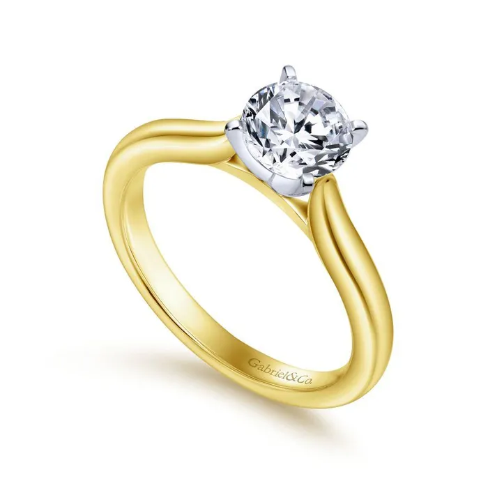 GABRIEL CO 14K WhiteYellow Gold Round Diamond Engagement Ring Rings