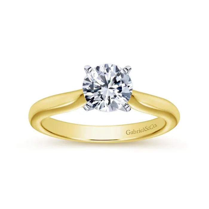 GABRIEL CO 14K WhiteYellow Gold Round Diamond Engagement Ring Rings