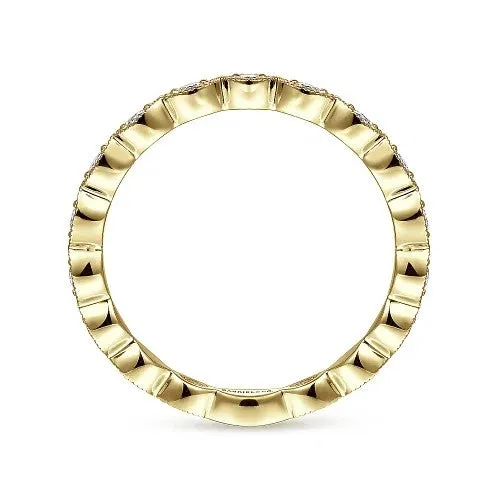 GABRIEL CO 14K Yellow Gold Marquise Station Diamond Stackable Ring Rings
