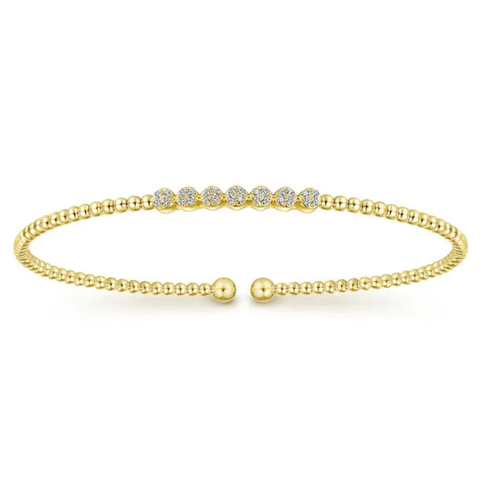 GABRIEL CO Bracelets 14K Yellow Gold Bujukan Bead and 013cttw Cluster Diamond Bangle GABRIEL CO Bracelets 14K Yellow Gold Bujukan Bead and 013cttw Cluster Diamond Bangle