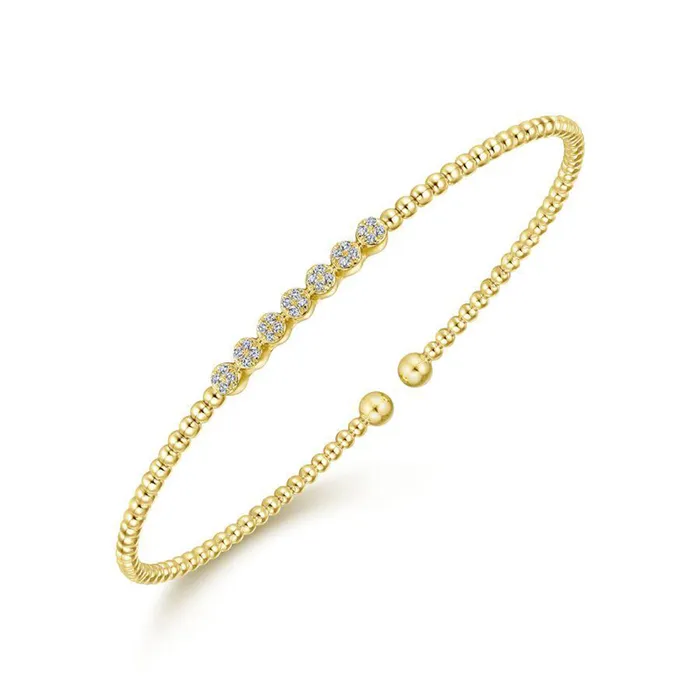 GABRIEL CO Bracelets 14K Yellow Gold Bujukan Bead and 013cttw Cluster Diamond Bangle GABRIEL CO Bracelets 14K Yellow Gold Bujukan Bead and 013cttw Cluster Diamond Bangle