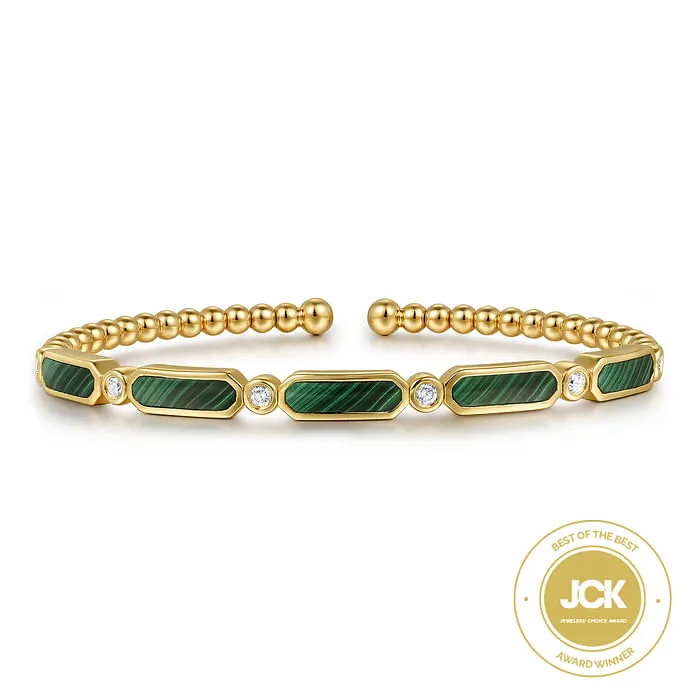 GABRIEL CO Bracelets 14K Yellow Gold Diamond and Malachite Bujukan Bangle GABRIEL CO Bracelets 14K Yellow Gold Diamond and Malachite Bujukan Bangle