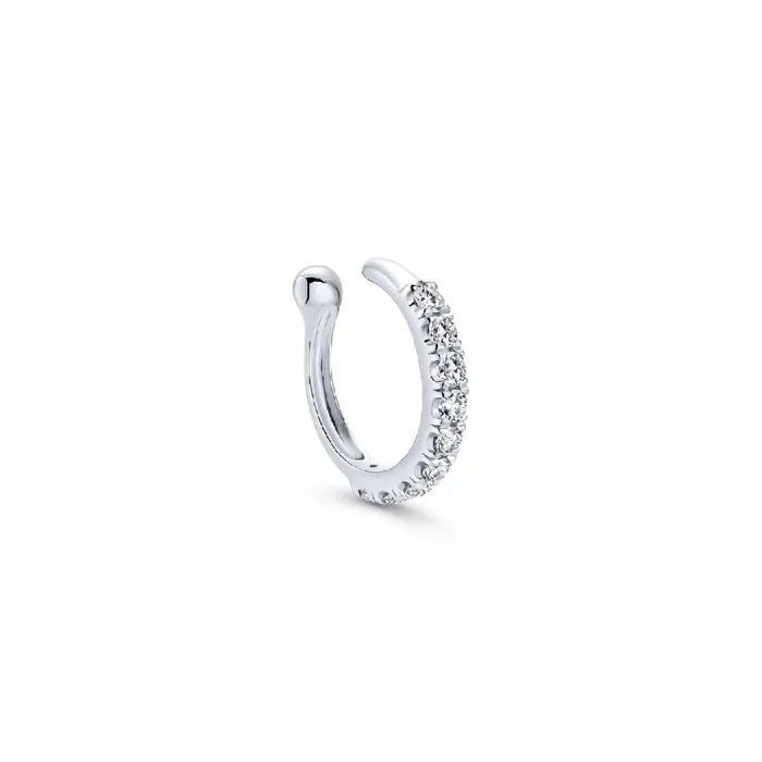 GABRIEL CO Earrings 14K White Gold Diamond Hoop Earrings