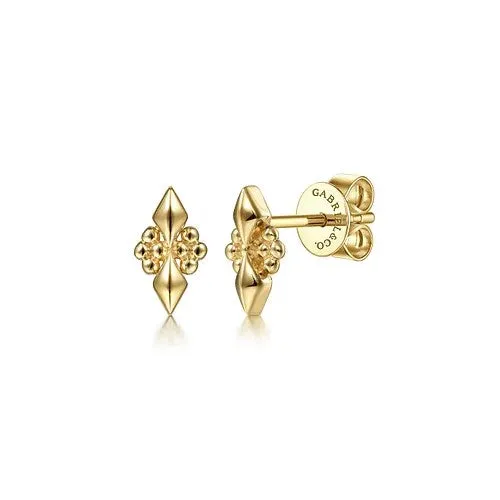 GABRIEL CO Earrings 14K Yellow Gold Geometric Beaded Accent Earrings