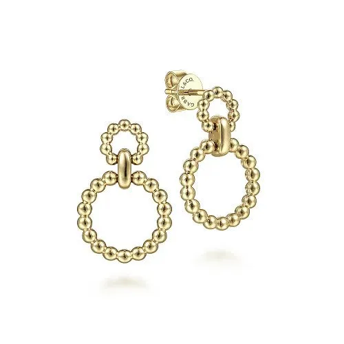 GABRIEL CO Earrings 14K Yellow Gold Graduating Bujukan Ball Circle Drop Earrings GABRIEL CO Earrings 14K Yellow Gold Graduating Bujukan Ball Circle Drop Earrings