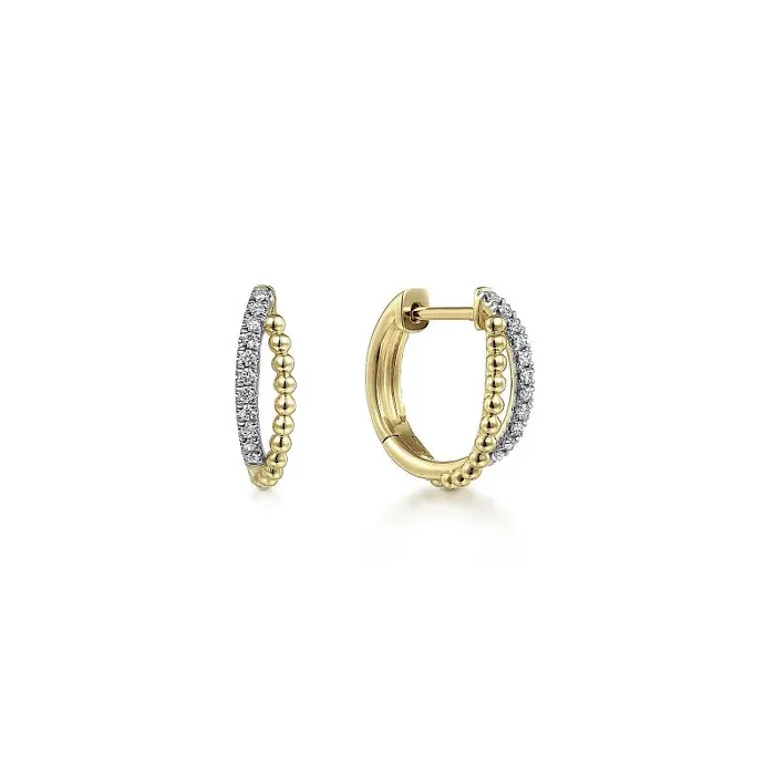GABRIEL CO Earrings 14K Yellow Gold Twisted Pave 10mm Diamond Huggie Earrings GABRIEL CO Earrings 14K Yellow Gold Twisted Pave 10mm Diamond Huggie Earrings