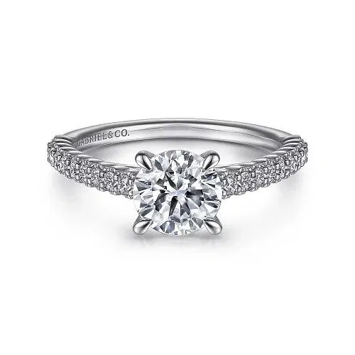GABRIEL CO Emberlyn 14K White Gold Round Diamond Engagement Ring Setting Only Rings GABRIEL CO Emberlyn 14K White Gold Round Diamond Engagement Ring Setting Only Rings