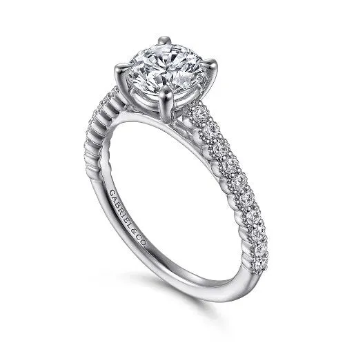 GABRIEL CO Emberlyn 14K White Gold Round Diamond Engagement Ring Setting Only Rings GABRIEL CO Emberlyn 14K White Gold Round Diamond Engagement Ring Setting Only Rings