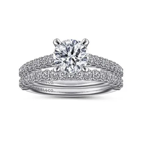 GABRIEL CO Emberlyn 14K White Gold Round Diamond Engagement Ring Setting Only Rings GABRIEL CO Emberlyn 14K White Gold Round Diamond Engagement Ring Setting Only Rings