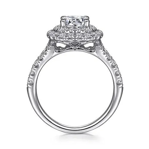 GABRIEL CO Lexie 14k White Gold Cushion Double Halo Round Diamond Engagement Ring Rings GABRIEL CO Lexie 14k White Gold Cushion Double Halo Round Diamond Engagement Ring Rings