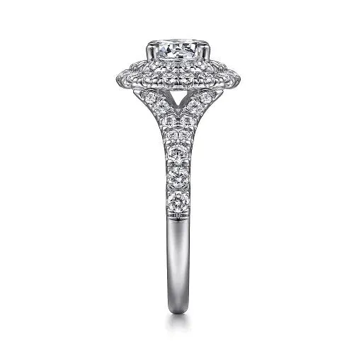 GABRIEL CO Lexie 14k White Gold Cushion Double Halo Round Diamond Engagement Ring Rings GABRIEL CO Lexie 14k White Gold Cushion Double Halo Round Diamond Engagement Ring Rings