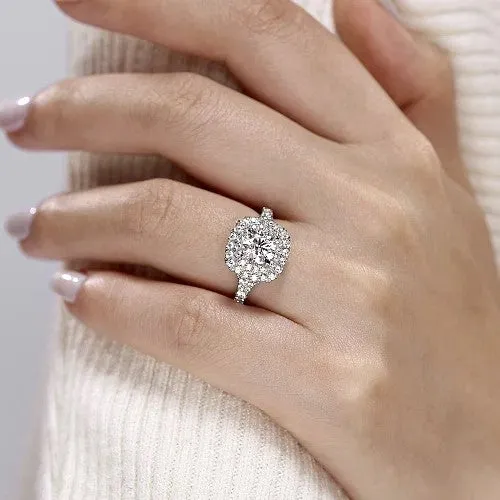 GABRIEL CO Lexie 14k White Gold Cushion Double Halo Round Diamond Engagement Ring Rings GABRIEL CO Lexie 14k White Gold Cushion Double Halo Round Diamond Engagement Ring Rings
