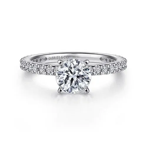 GABRIEL CO Logan 14K White Gold Round Diamond Engagement Ring Rings