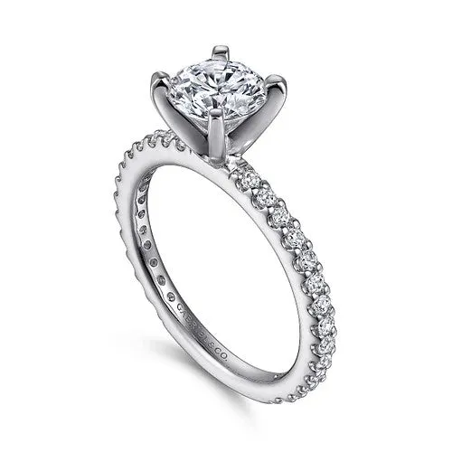 GABRIEL CO Logan 14K White Gold Round Diamond Engagement Ring Rings