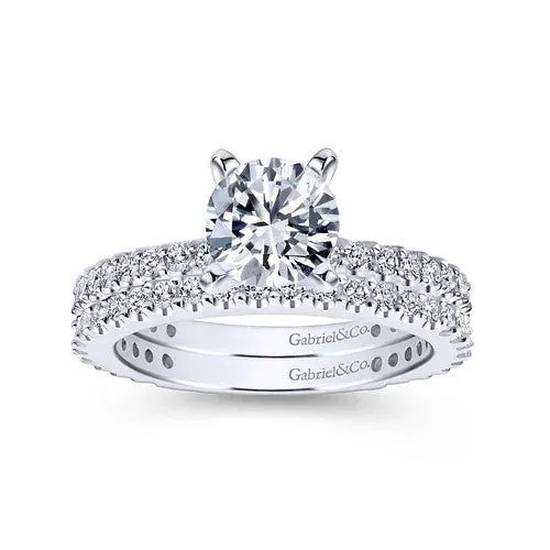GABRIEL CO Logan 14K White Gold Round Diamond Engagement Ring Rings