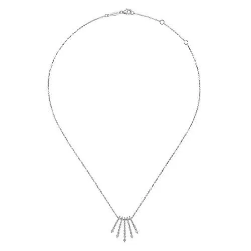 GABRIEL CO Necklaces 14K White Gold Graduating Diamond Bar Fan Necklace GABRIEL CO Necklaces 14K White Gold Graduating Diamond Bar Fan Necklace