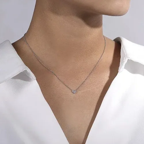 GABRIEL CO Necklaces 14K White Gold Pave Diamond Pendant Heart Necklace