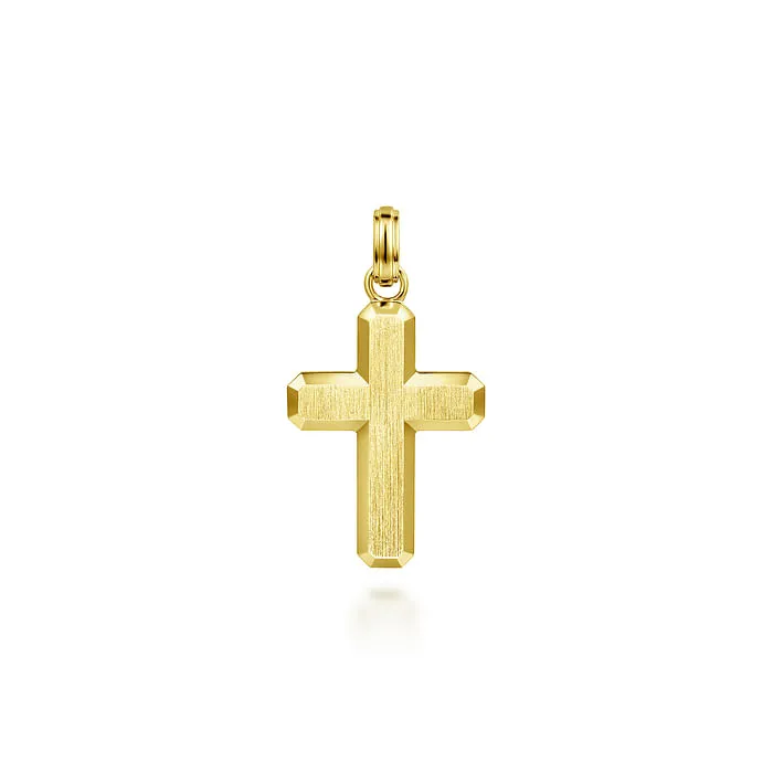 GABRIEL CO Necklaces 14K Yellow Gold Brushed Finish Cross Pendant