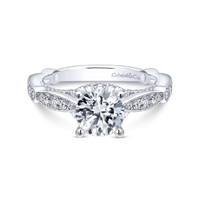 GABRIEL CO Rings 14K White Gold Diamond Engagement Ring