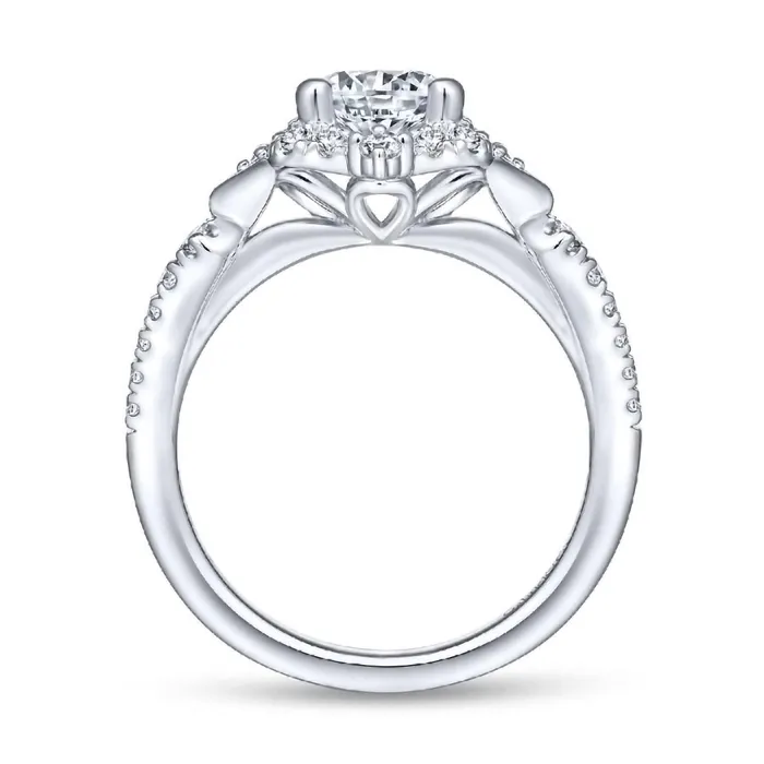 GABRIEL CO Rings 14K White Gold Diamond Four Point Diamond Halo Semi Mount Engagement Ring GABRIEL CO Rings 14K White Gold Diamond Four Point Diamond Halo Semi Mount Engagement Ring