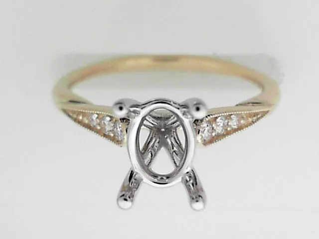 GABRIEL CO Rings 14K WhiteYellow Gold Oval Diamond Engagement Ring Setting Only