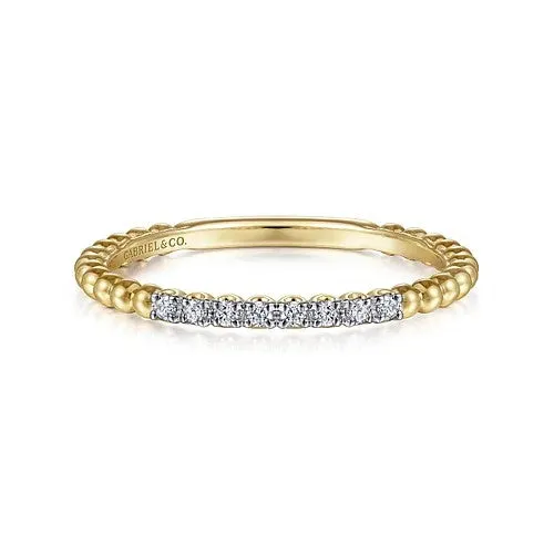 GABRIEL CO Rings 14K Yellow Gold Bujukan Bead and Diamond Stackable Ring