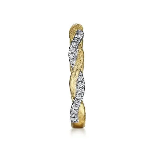 GABRIEL CO Rings 14K Yellow Gold Twisted Diamond Stackable Ring