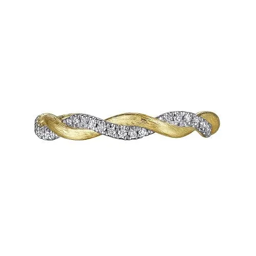 GABRIEL CO Rings 14K Yellow Gold Twisted Diamond Stackable Ring