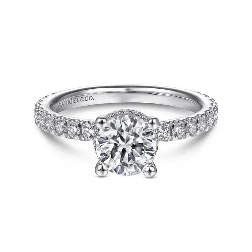 GABRIEL CO Rings Alina 14K White Gold Hidden Halo Round Diamond Engagement Ring Setting Only GABRIEL CO Rings Alina 14K White Gold Hidden Halo Round Diamond Engagement Ring Setting Only