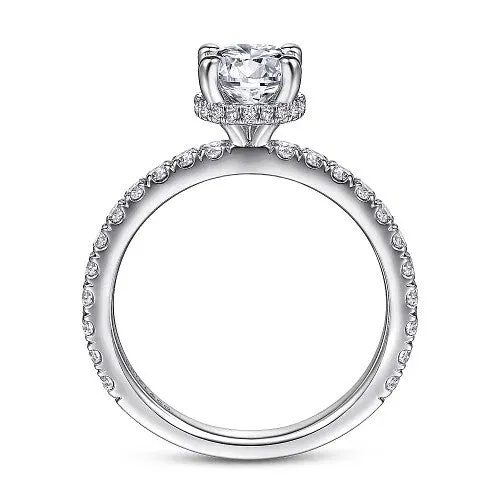 GABRIEL CO Rings Alina 14K White Gold Hidden Halo Round Diamond Engagement Ring Setting Only