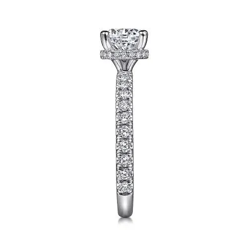GABRIEL CO Rings Alina 14K White Gold Hidden Halo Round Diamond Engagement Ring Setting Only