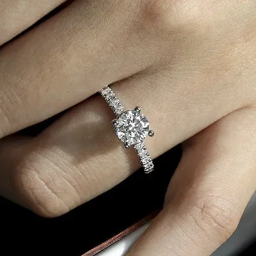 GABRIEL CO Rings Alina 14K White Gold Hidden Halo Round Diamond Engagement Ring Setting Only