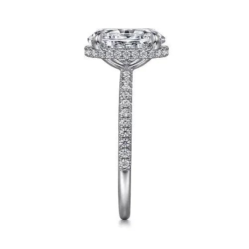 GABRIEL CO Rings Allesia 14K White Gold Oval Cut Hidden Halo Diamond Engagement Ring Setting Only