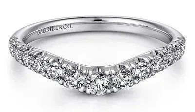 GABRIEL CO Rings Annecy Curved 14K White Gold French Pave Set Diamond Wedding Band 05 ct GABRIEL CO Rings Annecy Curved 14K White Gold French Pave Set Diamond Wedding Band 05 ct