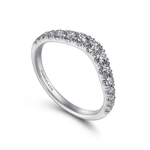 GABRIEL CO Rings Annecy Curved 14K White Gold French Pave Set Diamond Wedding Band 05 ct GABRIEL CO Rings Annecy Curved 14K White Gold French Pave Set Diamond Wedding Band 05 ct