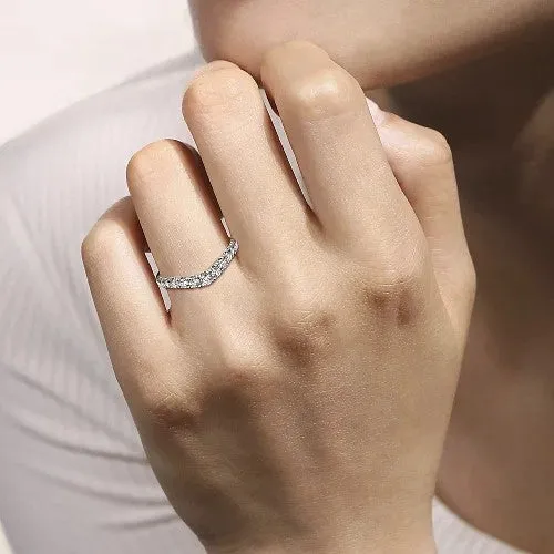 GABRIEL CO Rings Annecy Curved 14K White Gold French Pave Set Diamond Wedding Band 05 ct GABRIEL CO Rings Annecy Curved 14K White Gold French Pave Set Diamond Wedding Band 05 ct