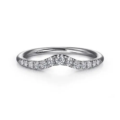 GABRIEL CO Rings Chambery Curved 14K White Gold French Pave Diamond Wedding Band 025 ct GABRIEL CO Rings Chambery Curved 14K White Gold French Pave Diamond Wedding Band 025 ct