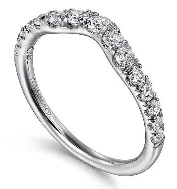GABRIEL CO Rings Chambery Curved 14K White Gold French Pave Diamond Wedding Band 05 ct GABRIEL CO Rings Chambery Curved 14K White Gold French Pave Diamond Wedding Band 05 ct