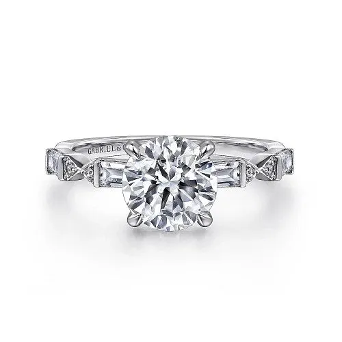 GABRIEL CO Rings Dariella 14K White Gold Round Diamond Engagement Ring Setting Only GABRIEL CO Rings Dariella 14K White Gold Round Diamond Engagement Ring Setting Only