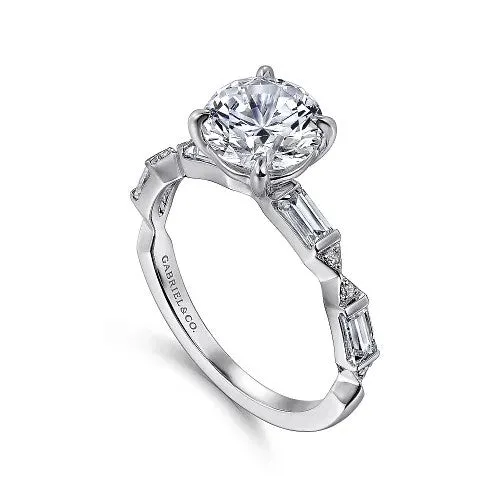 GABRIEL CO Rings Dariella 14K White Gold Round Diamond Engagement Ring Setting Only GABRIEL CO Rings Dariella 14K White Gold Round Diamond Engagement Ring Setting Only