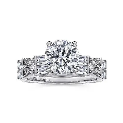 GABRIEL CO Rings Dariella 14K White Gold Round Diamond Engagement Ring Setting Only GABRIEL CO Rings Dariella 14K White Gold Round Diamond Engagement Ring Setting Only