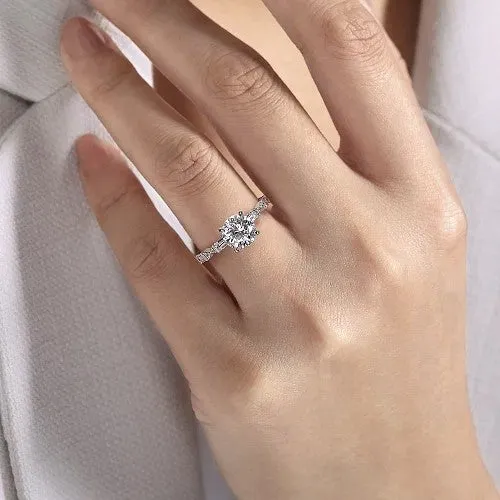 GABRIEL CO Rings Dariella 14K White Gold Round Diamond Engagement Ring Setting Only GABRIEL CO Rings Dariella 14K White Gold Round Diamond Engagement Ring Setting Only