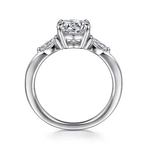 GABRIEL CO Rings Dela 14K White Gold Round Three Stone Diamond Engagement Ring Setting Only GABRIEL CO Rings Dela 14K White Gold Round Three Stone Diamond Engagement Ring Setting Only