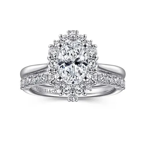 GABRIEL CO Rings Jada 14K White Gold Oval Halo Diamond Engagement Ring Setting Only GABRIEL CO Rings Jada 14K White Gold Oval Halo Diamond Engagement Ring Setting Only