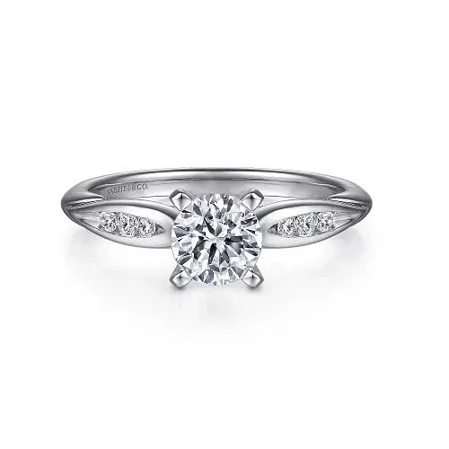 GABRIEL CO Rings Quinn 14K White Gold Round Diamond Channel Set Engagement Ring Setting only center stone not included GABRIEL CO Rings Quinn 14K White Gold Round Diamond Channel Set Engagement Ring Setting only center stone not included