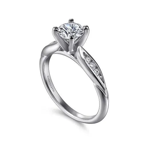 GABRIEL CO Rings Quinn 14K White Gold Round Diamond Channel Set Engagement Ring Setting only center stone not included GABRIEL CO Rings Quinn 14K White Gold Round Diamond Channel Set Engagement Ring Setting only center stone not included