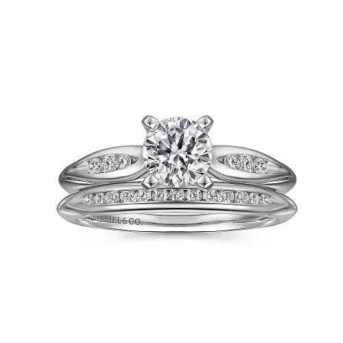 GABRIEL CO Rings Quinn 14K White Gold Round Diamond Channel Set Engagement Ring Setting only center stone not included GABRIEL CO Rings Quinn 14K White Gold Round Diamond Channel Set Engagement Ring Setting only center stone not included