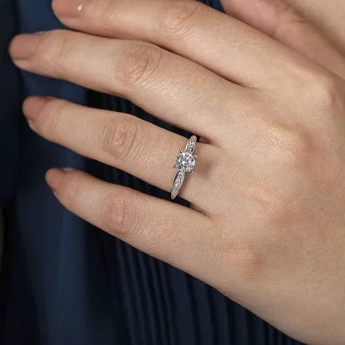 GABRIEL CO Rings Quinn 14K White Gold Round Diamond Channel Set Engagement Ring Setting only center stone not included GABRIEL CO Rings Quinn 14K White Gold Round Diamond Channel Set Engagement Ring Setting only center stone not included